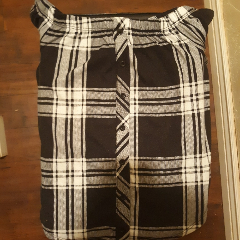 Plaid off the shoulder blouse